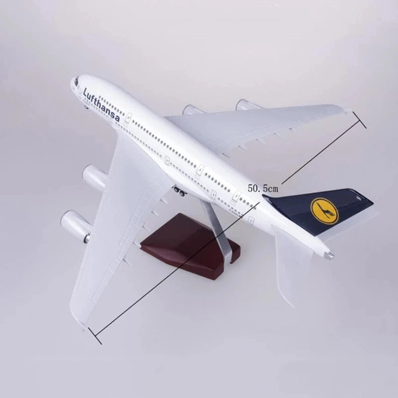 1/160 Scale 46CM Airplane Model 380 A380 Lufthansa Airline Model W Light and Wheel Diecast Plastic Resin Plane Toy For Collectio