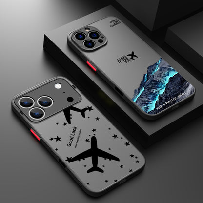Snow Mountain Airplane Phone Case For iPhone 17 Air 16 15 14 Pro Max 13 12 17 Pro 16e 11 Matte Shockproof Soft Edge Hard Cover