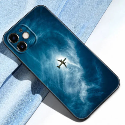 Aircraft Airplane Phone Case For Apple iPhone 13 12 Mini 11 Pro Max XR X XS MAX 6 6S 7 8 Plus 5 5S SE 2020 Black Cover Coque