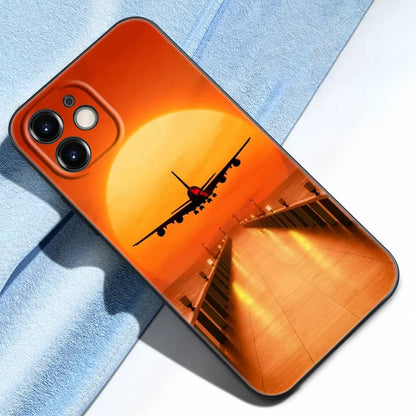 Aircraft Airplane Phone Case For Apple iPhone 13 12 Mini 11 Pro Max XR X XS MAX 6 6S 7 8 Plus 5 5S SE 2020 Black Cover Coque