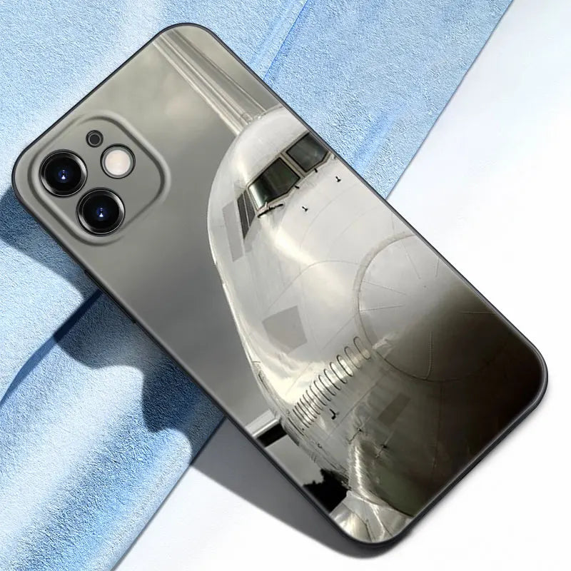 Aircraft Airplane Phone Case For Apple iPhone 13 12 Mini 11 Pro Max XR X XS MAX 6 6S 7 8 Plus 5 5S SE 2020 Black Cover Coque