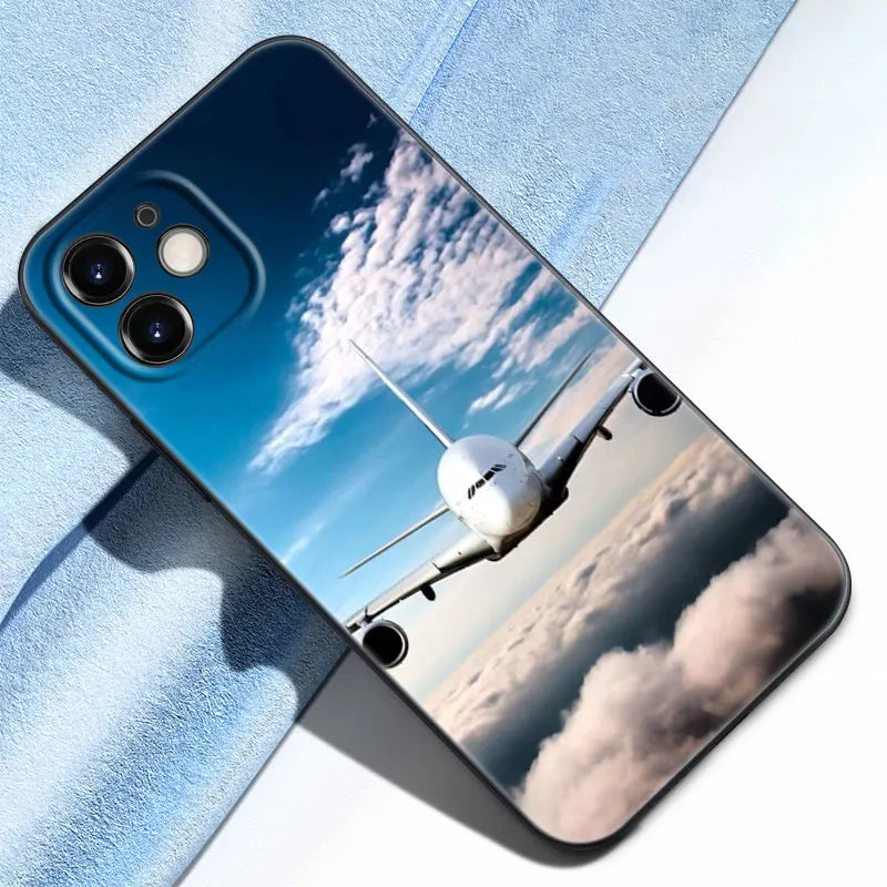 Aircraft Airplane Phone Case For Apple iPhone 13 12 Mini 11 Pro Max XR X XS MAX 6 6S 7 8 Plus 5 5S SE 2020 Black Cover Coque
