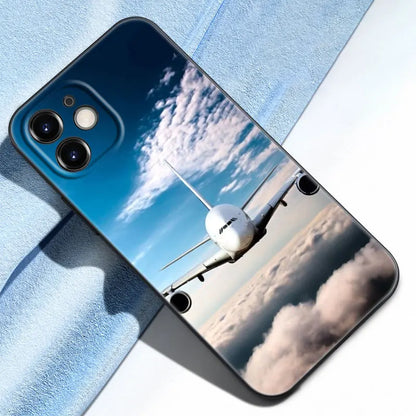 Aircraft Airplane Phone Case For Apple iPhone 13 12 Mini 11 Pro Max XR X XS MAX 6 6S 7 8 Plus 5 5S SE 2020 Black Cover Coque