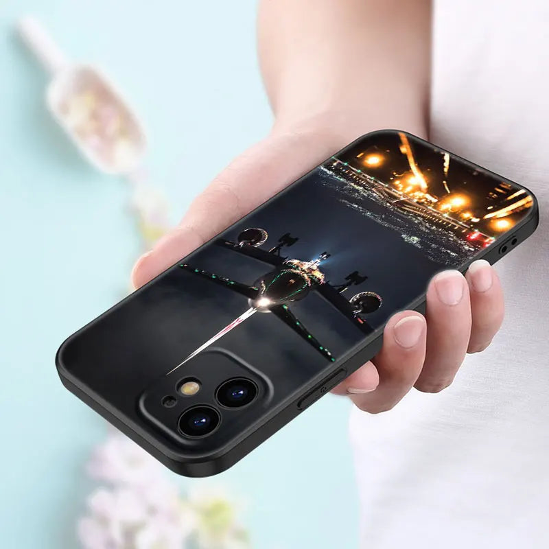 Aircraft Airplane Phone Case For Apple iPhone 13 12 Mini 11 Pro Max XR X XS MAX 6 6S 7 8 Plus 5 5S SE 2020 Black Cover Coque
