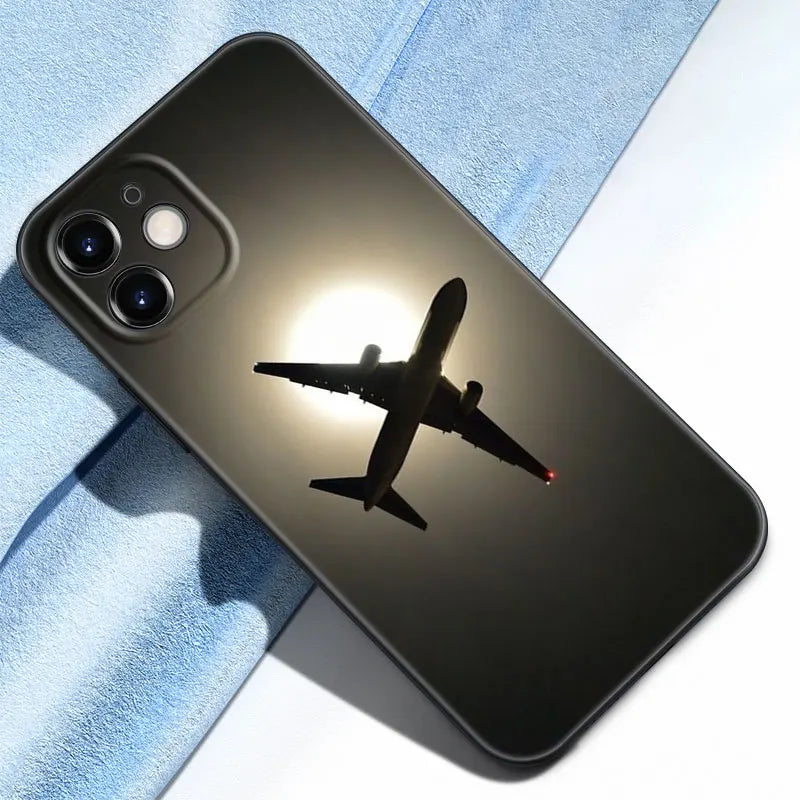Aircraft Airplane Phone Case For Apple iPhone 13 12 Mini 11 Pro Max XR X XS MAX 6 6S 7 8 Plus 5 5S SE 2020 Black Cover Coque