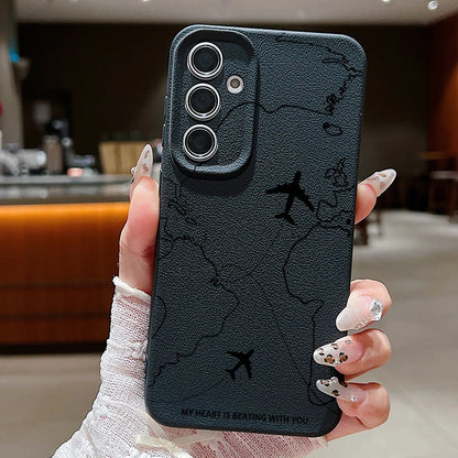 Airplane Route Case For Samsung Galaxy S24 S23 S22 S25 Ultra Edge S21 FE A14 A34 A16 A26 A36 A56 A15 A35 A52 A53 A54 A55 5G Capa