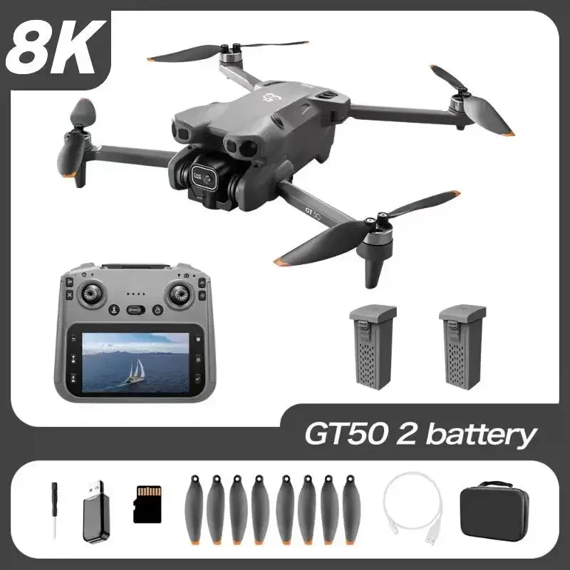 GT50 Drone FPV 8K Professional 4K HD Dual Camera WIFI Light Flow Brushless Motor Obstacle Avoidance Quadcopter Toys