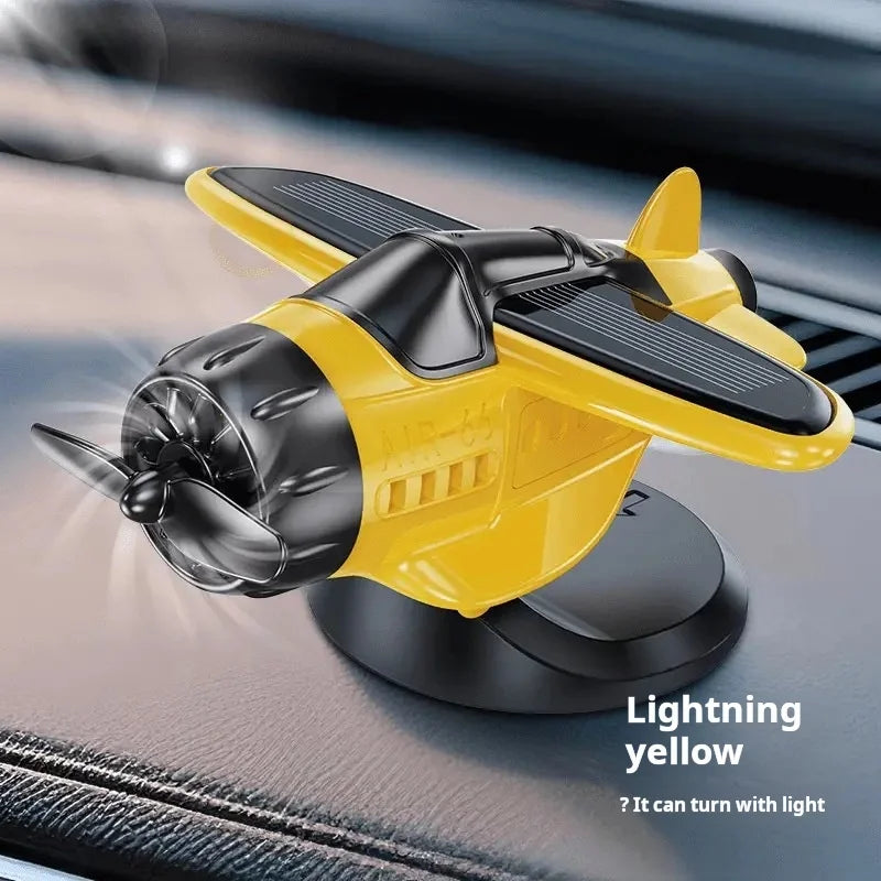 Car Solar Airplane Ornaments 360 Rotary Creative Car Center Console Powered Aircraft Ornaments Car Interior Decor Accessories