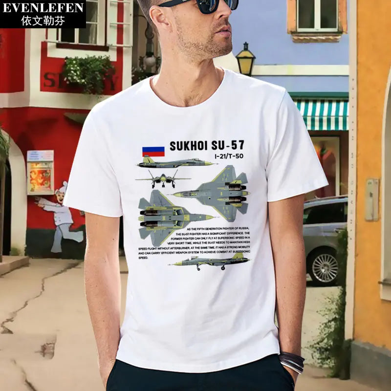 Russian Sukhoi Su 57 "Falon" Stealth Jet Fighter T-Shirt. Premium Cotton Short Sleeve O-Neck Mens T Shirt New S-3XL