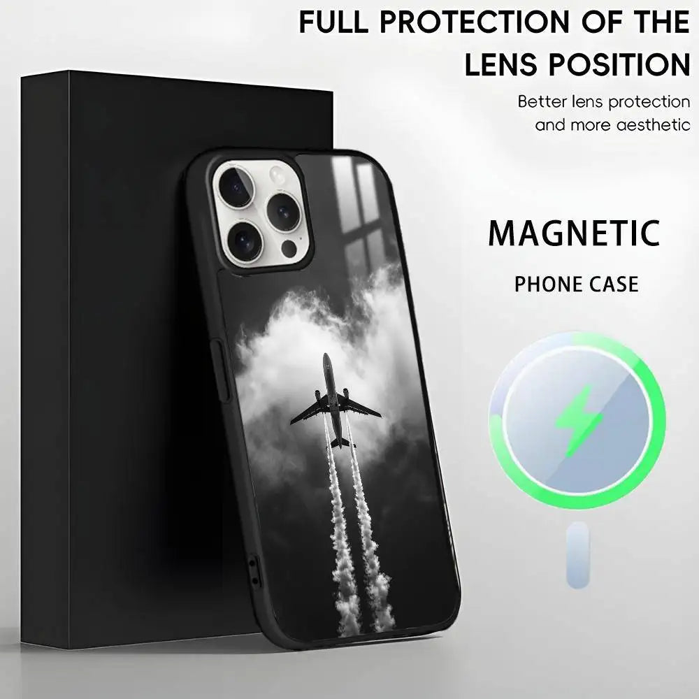 Airplane Plane Fly Travel Cloud Phone Case For IPhone 17 16 15 14 13 12 11 Pro Max Plus Mini Magsafe Wireless Magnetic Funda