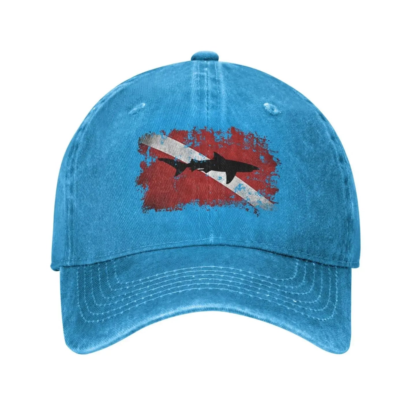 Vintage Shark Scuba Dive Flag Retro Sports Denim Cap Adjustable Snapback Casquettes Unisex Plain Baseball Cowboy Hat