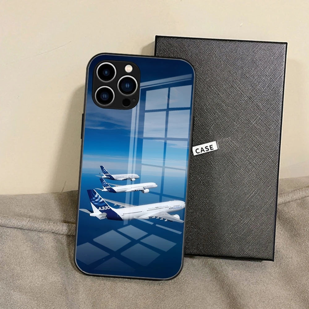 Airbus Logo Phone Case For IPhone 15 Pro Max14 Pro 12 11 13 16 X XR XS 8 7 Plus SE Tempered Glass Back Cover