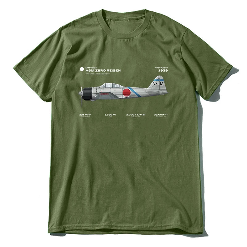 A6M Zero Risen WWII Japan Airplane FighterT Shirt. New 100% Cotton Short Sleeve O-Neck Casual T-shirts Loose Top Size S-3XL