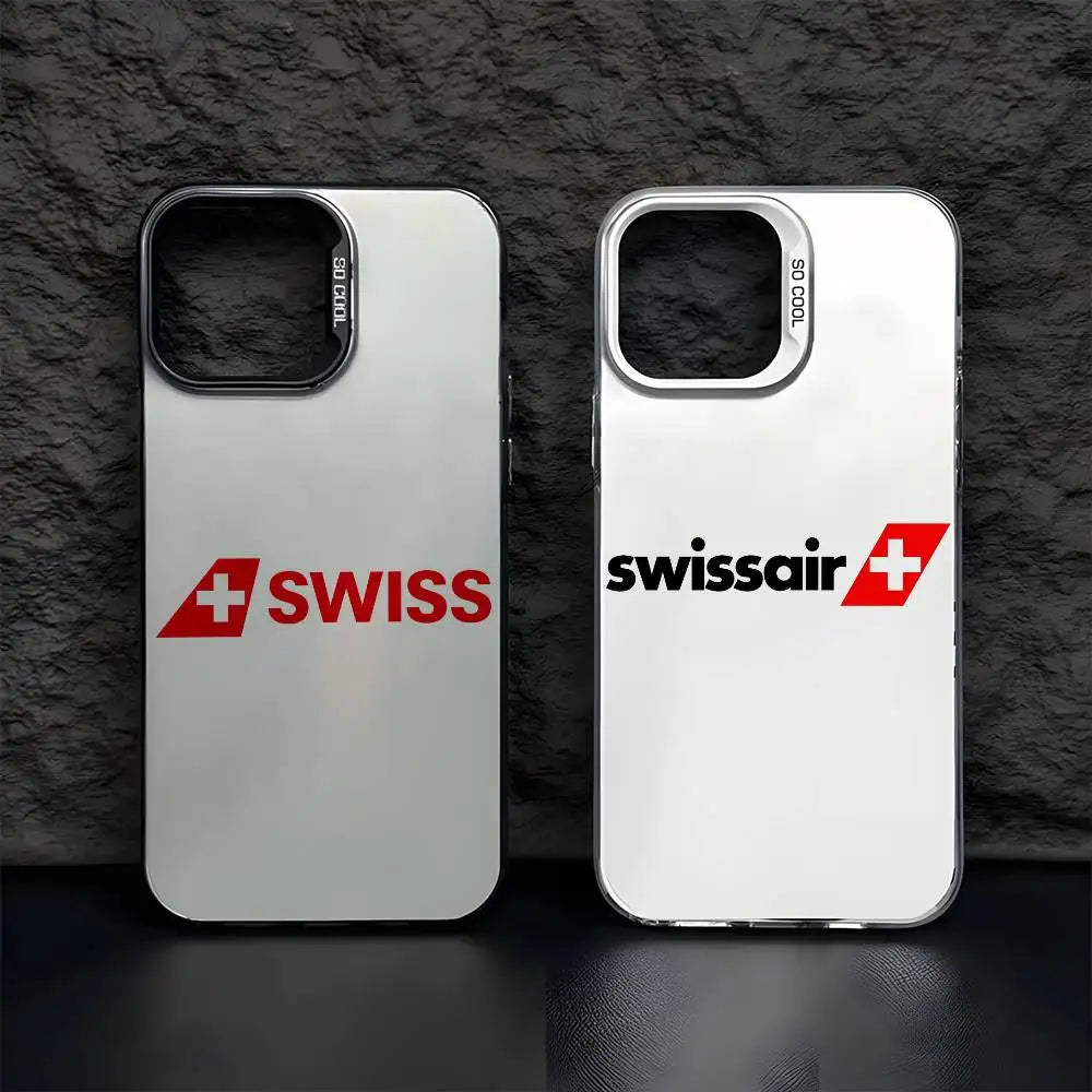 Swiss International Air Lines logo Phone Case For iPhone 17 16 15 14 13 12 11 Pro Max Air multicolor Matte Laser Metallic Aurora