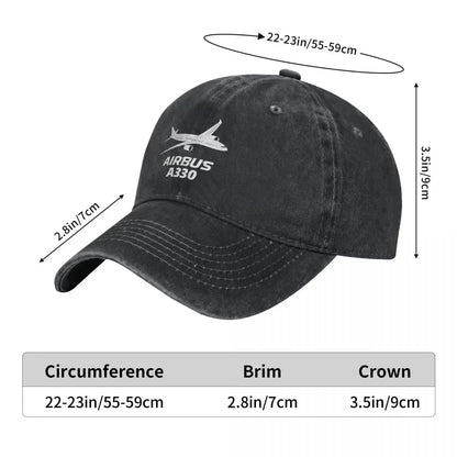 Airbus A330 Captain Baseball Cap Vintage Distressed Washed Airplane Sun Cap for Men Women Outdoor Activities Hats Cap