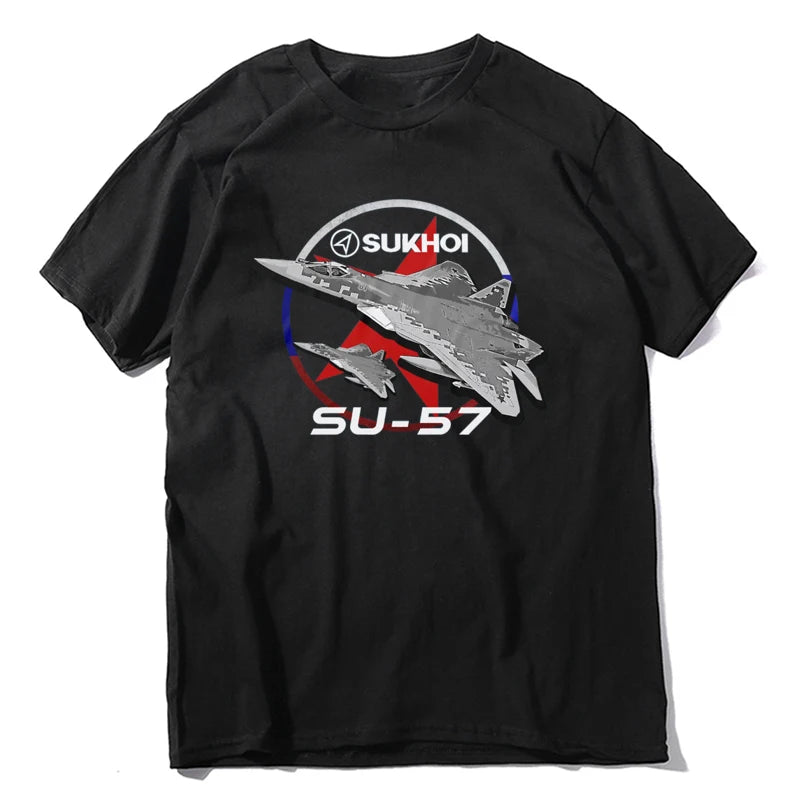 Retro Sukhoi Su-57 Stealth Multirole Fighter Aircraft  New 100% Cotton O-Neck Short Sleeve Casual Mens  Size S-3XL