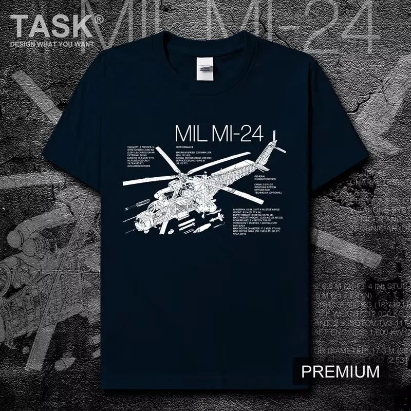 Russian Mi-24 Hind Attack Helicopter T-Shirt 100% Cotton O-Neck Short Sleeve Summer Casual Mens T-shirt Streetwear
