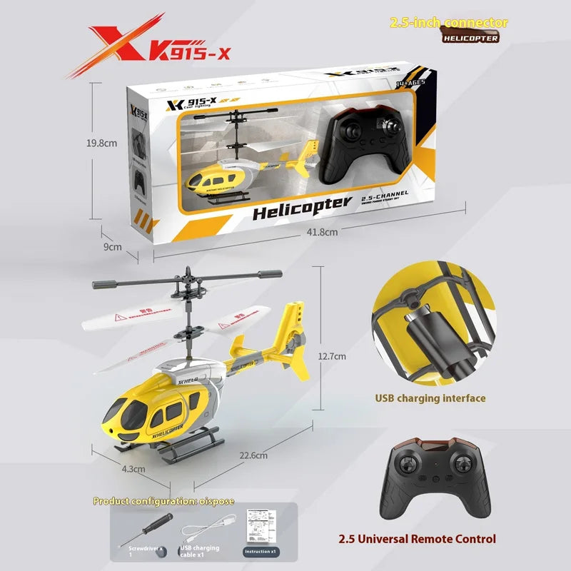 New Helicopter XK916 2.5-Channel Infrared Remote Control Helicopter USB Charging Cool Light Remote Control Aircraft Model toys