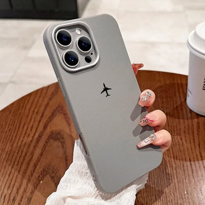 Airplane Lichee Design Leather Phone Case For iPhone 17 16 15 14 Pro Max 13 12 11 XS X XR 7 8 16 Plus SE2 Shockproof Soft Cover