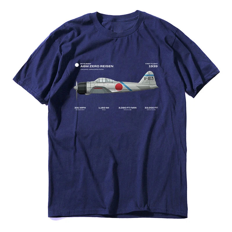 A6M Zero Risen WWII Japan Airplane FighterT Shirt. New 100% Cotton Short Sleeve O-Neck Casual T-shirts Loose Top Size S-3XL