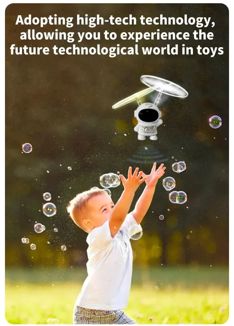 Levitating Luminous Flying Robot Astronaut Toy Aircraft Hand-Controlled Drone Interactive with Lights Outdoor Toys for Kids Gift