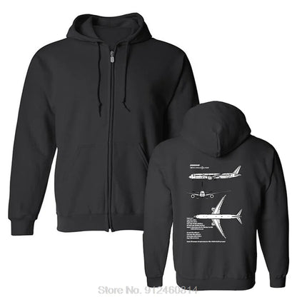 Boeing 787-9 Dreamliner Airliner Aircraft Fitness Pullover Hoodie Men's Oversized Hoody Cotton Jacket Zip Up Hoodie Sweatshirt