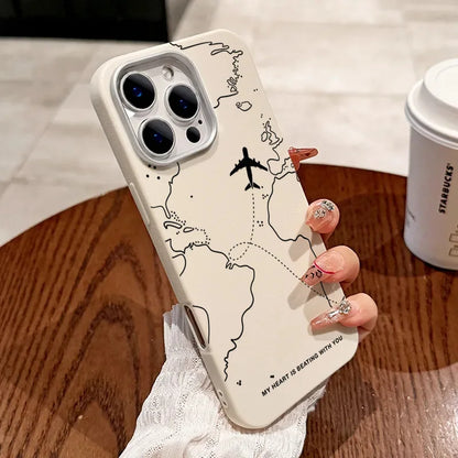 Airplane Lichee Design Leather Phone Case For iPhone 17 16 15 14 Pro Max 13 12 11 XS X XR 7 8 16 Plus SE2 Shockproof Soft Cover