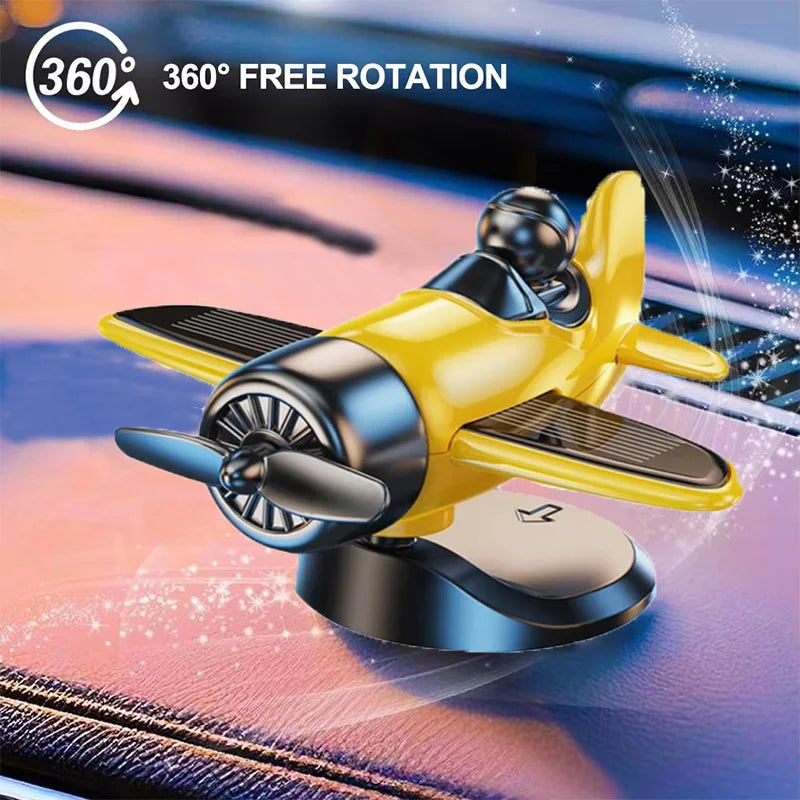 Solar Powered Rotating Airplane Car Dashboard Ornament 360° Auto Spin