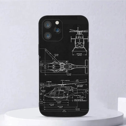 Aircraft Helicopter Airplane Phone Case For iPhone 15,14,13,12,11,Plus,Pro Max,XS,X,XR,SE,Mini,8,7 Soft Silicone Black Cover
