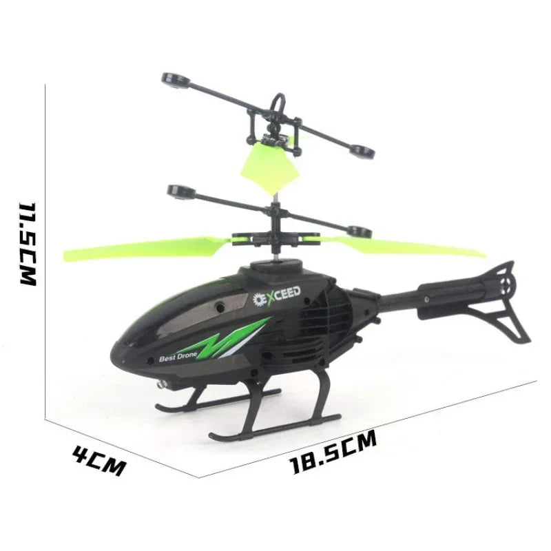 Mini RC Helicopter 2 Channel Remote Control Plane with LED Lights Gesture Sensing Crash Resistant Aircraft Toy for Kids