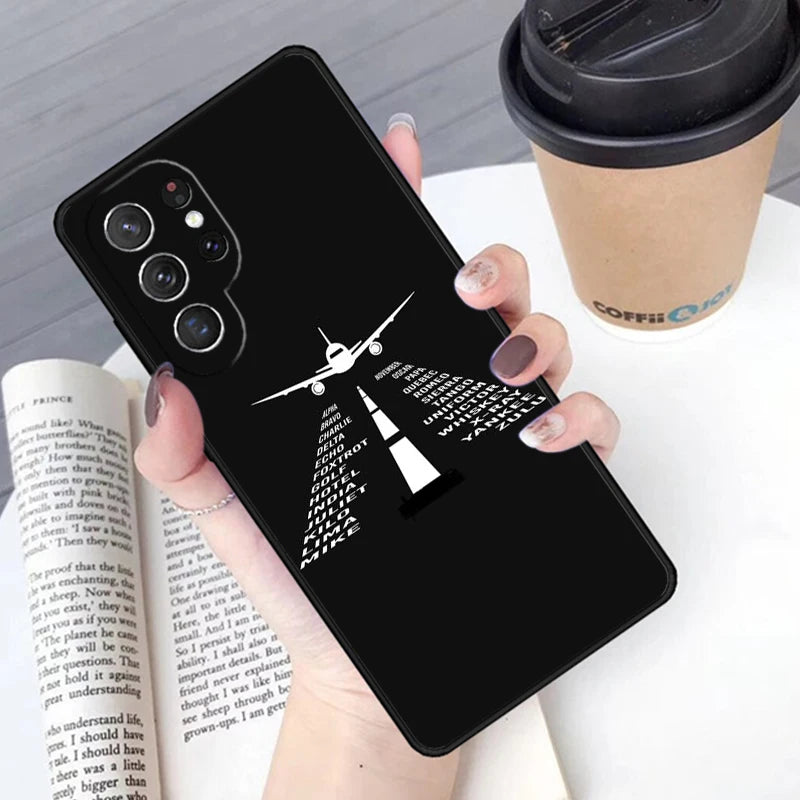 Aircraft Helicopter Airplane Pilot fly phone case Cover For Samsung Galaxy S24 S25 Ultra S21 S22 S10E Note 10 Plus 20 FE S23