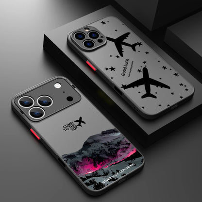 Snow Mountain Airplane Phone Case For iPhone 17 Air 16 15 14 Pro Max 13 12 17 Pro 16e 11 Matte Shockproof Soft Edge Hard Cover