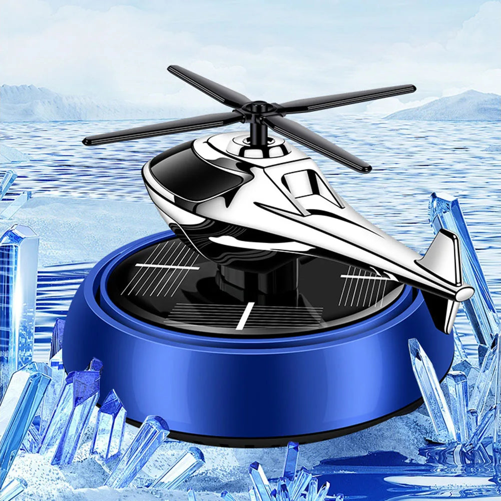 Vehicle Diffuser Air Purifier Solar Powered Rotating Styled Like Airplane for Car and Table Use with Plant Extract Scent
