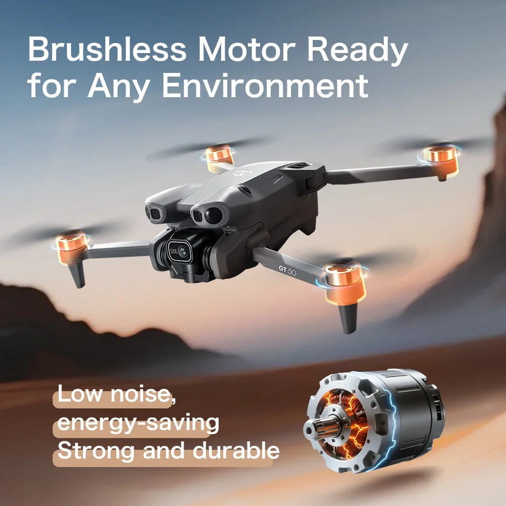 GT50 Drone FPV 8K Professional 4K HD Dual Camera WIFI Light Flow Brushless Motor Obstacle Avoidance Quadcopter Toys
