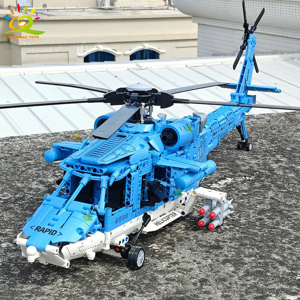 HUIQIBAO 1389PCS WW2 Military Helicopter Gunship Building Block Set for Children Airplane Weapon Bricks Toy Brick home Decor.