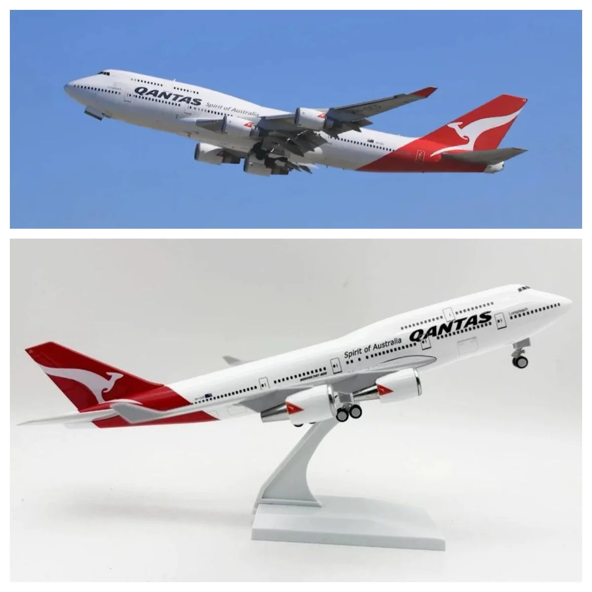 30cm Scale Aircraft Airbus B747 Qantas Airways resin Airplane Model Children Gift for Collection Educational toys Collected Gift