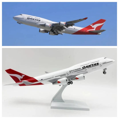 30cm Scale Aircraft Airbus B747 Qantas Airways resin Airplane Model Children Gift for Collection Educational toys Collected Gift
