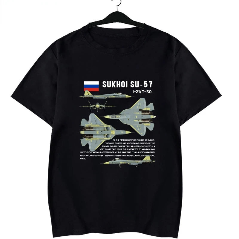 Russian Sukhoi Su 57 "Falon" Stealth Jet Fighter T-Shirt. Premium Cotton Short Sleeve O-Neck Mens T Shirt New S-3XL