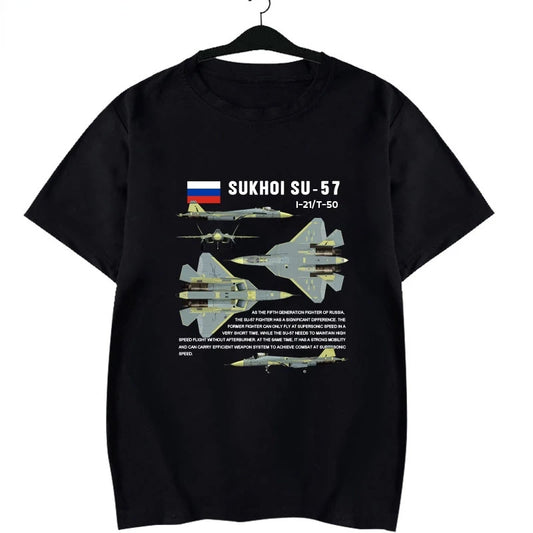 Russian Sukhoi Su 57 "Falon" Stealth Jet Fighter T-Shirt. Premium Cotton Short Sleeve O-Neck Mens T Shirt New S-3XL