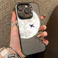Silver Matte Line Heart Airplane Phone Case For iPhone 15 14 13 12 11 16 Pro Max 16E 7 8 Plus X XR XS MAX SE2 Hard Back Cover