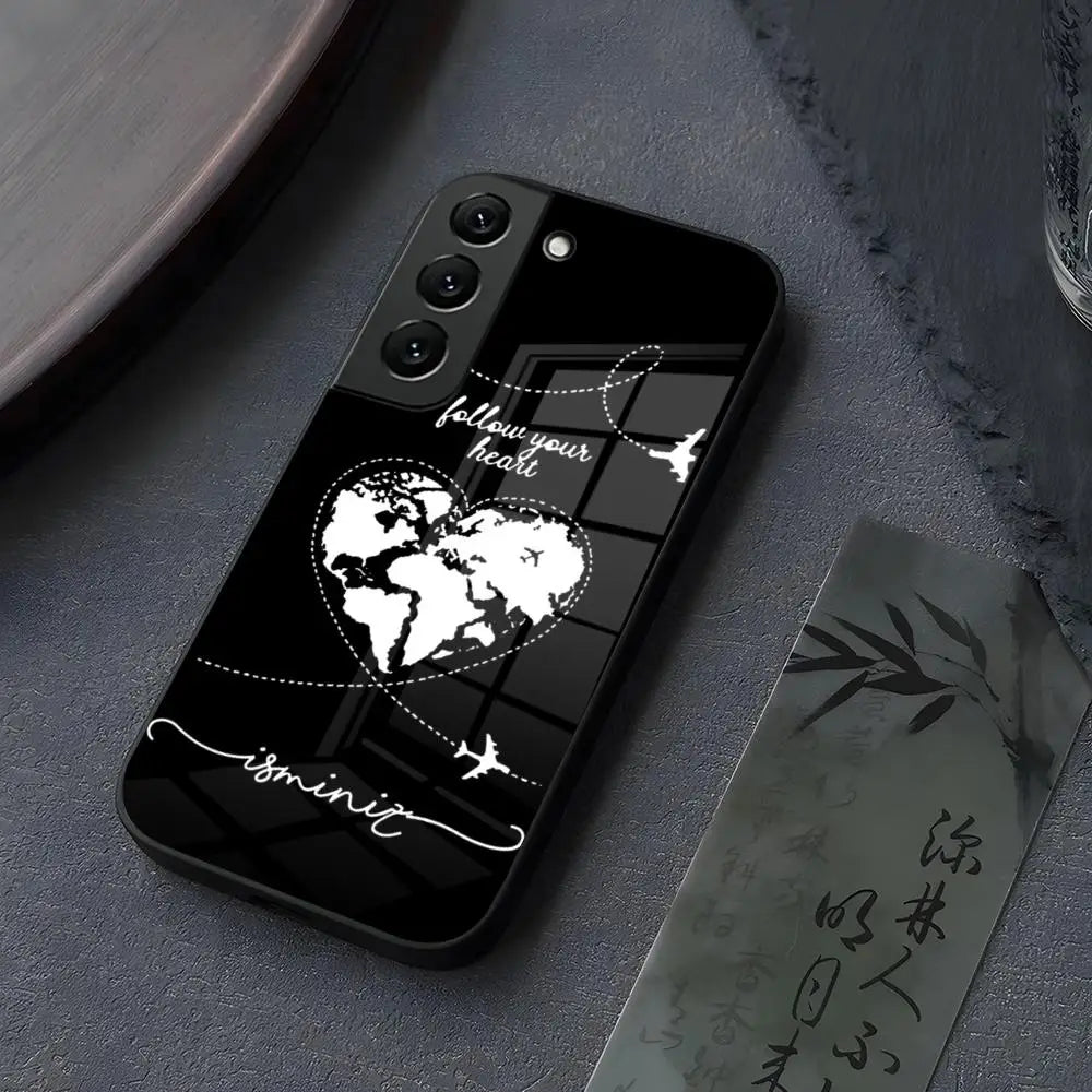 Popular Planes World Map Travel Phone Case Glass for Samsung Galaxy S23 S25 S24 S21 S22 S20 Ultra Fe Plus A34 A54 A24 A52 A53 M5