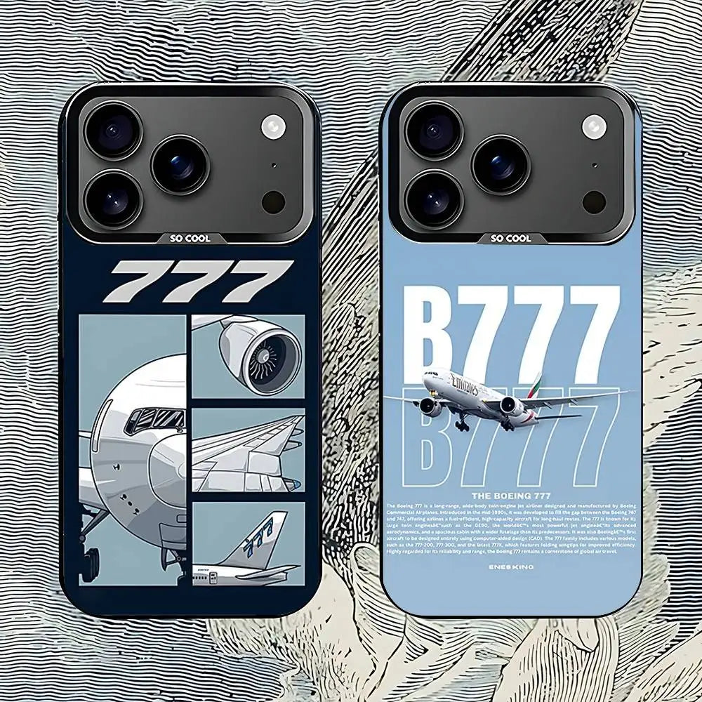 B-BoeingS 777 Top Airplane  Phone Case For iPhone 17,16,15,14,13,12,11,Pro,Max,Plus,E,Air,Mini Black IMD Cover