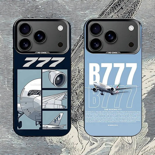 B-BoeingS 777 Top Airplane  Phone Case For iPhone 17,16,15,14,13,12,11,Pro,Max,Plus,E,Air,Mini Black IMD Cover