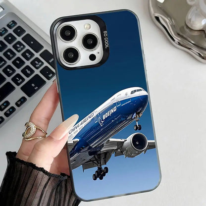 B-BoeingS 777 Top Airplane  Phone Case For iPhone 17,16,15,14,13,12,11,Pro,Max,Plus,E,Air,Mini Black IMD Cover