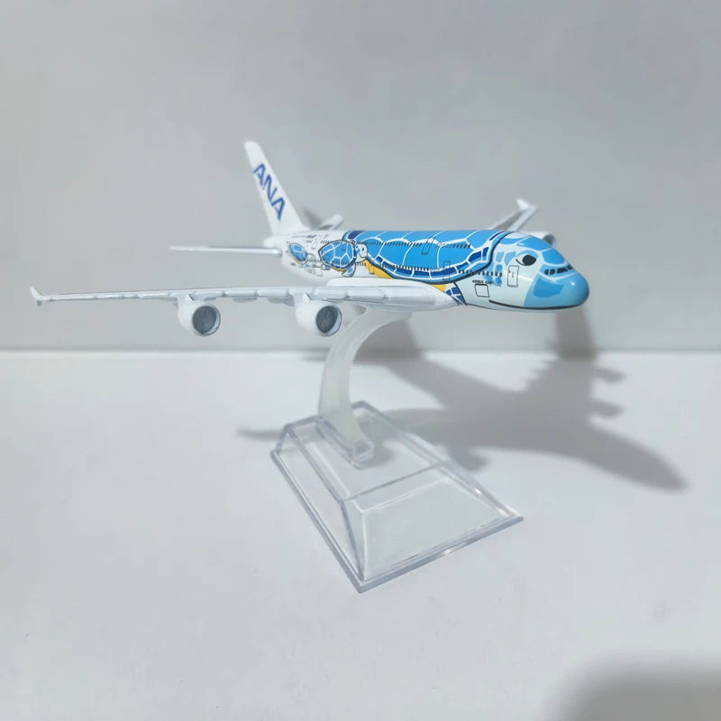 JASON TUTU 15CM ANA sea turtle painting Airbus A380 Airplane Model Aircraft Model Diecast Metal Planes Model All Nippon Airways