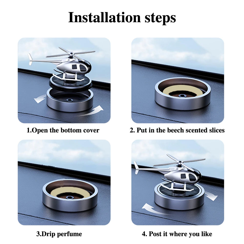 Car Air Freshener Solar Helicopter Modeling Automobile Perfume Car Interior Accessories Propeller Rotating Auto Perfume Diffuser