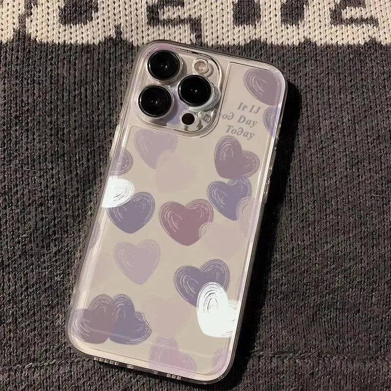 Aircraft Love Heart Couple Phone Case For IPhone 16 15 14 12 11 Pro Max 13 Mini XR XS X 7 8 Plus Plane Transparent Cover Fundas