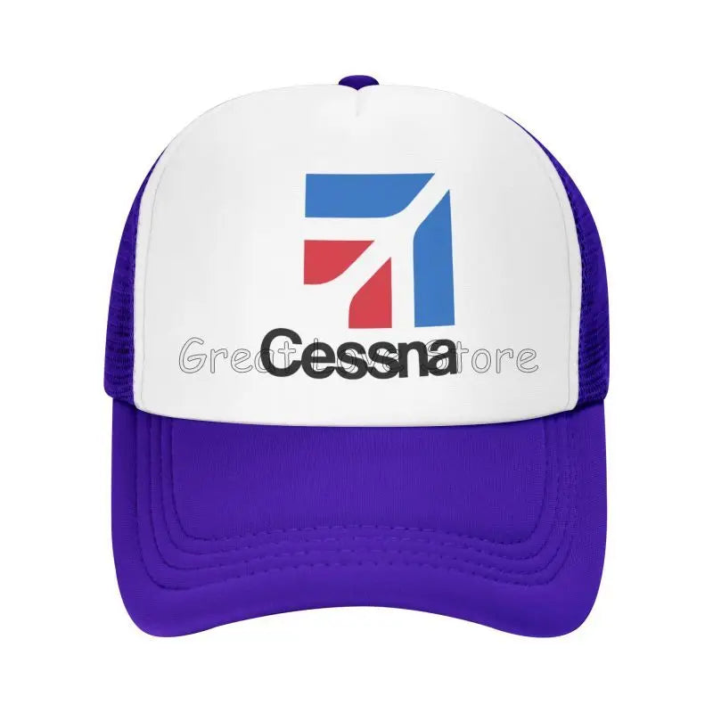 Cessna Logo Print Mesh Baseball Cap American Aircraft Manufacturer Y2k Retro Men Hip Hop Hats Outdoor Sun Snapback Cap Gift