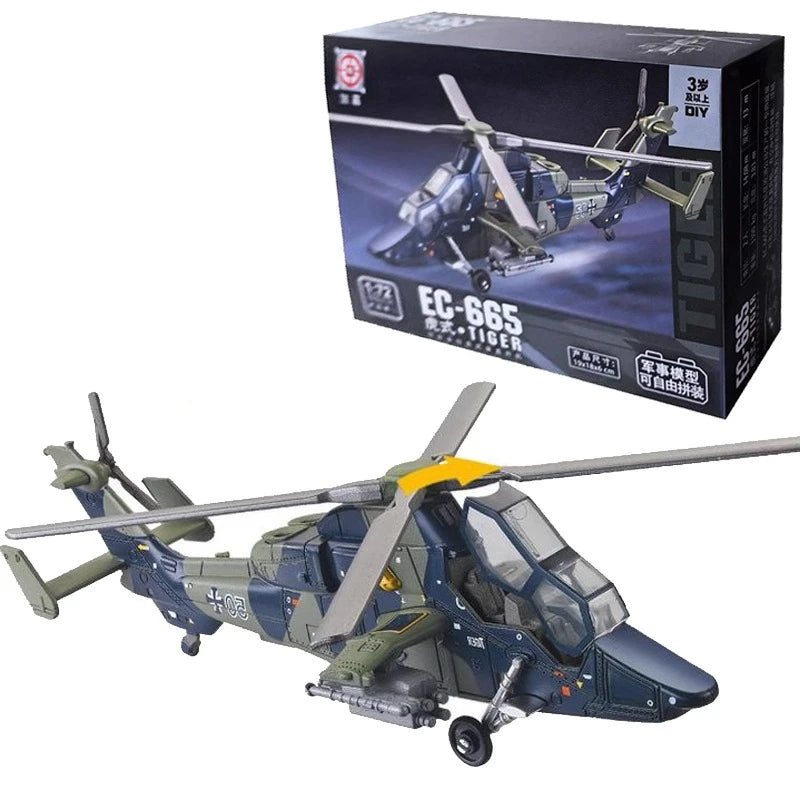 1:72 Creative Military Series Building Blocks The Tiger Style Twin Engine Armed Helicopter Model Toys For Boys Christmas Gifts