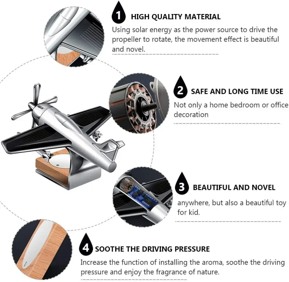 Car Air Freshener Solar Aircraft Decoration Mini Car Perfume Air Freshener Fragrance Car Airplane Ornament Car Accessories